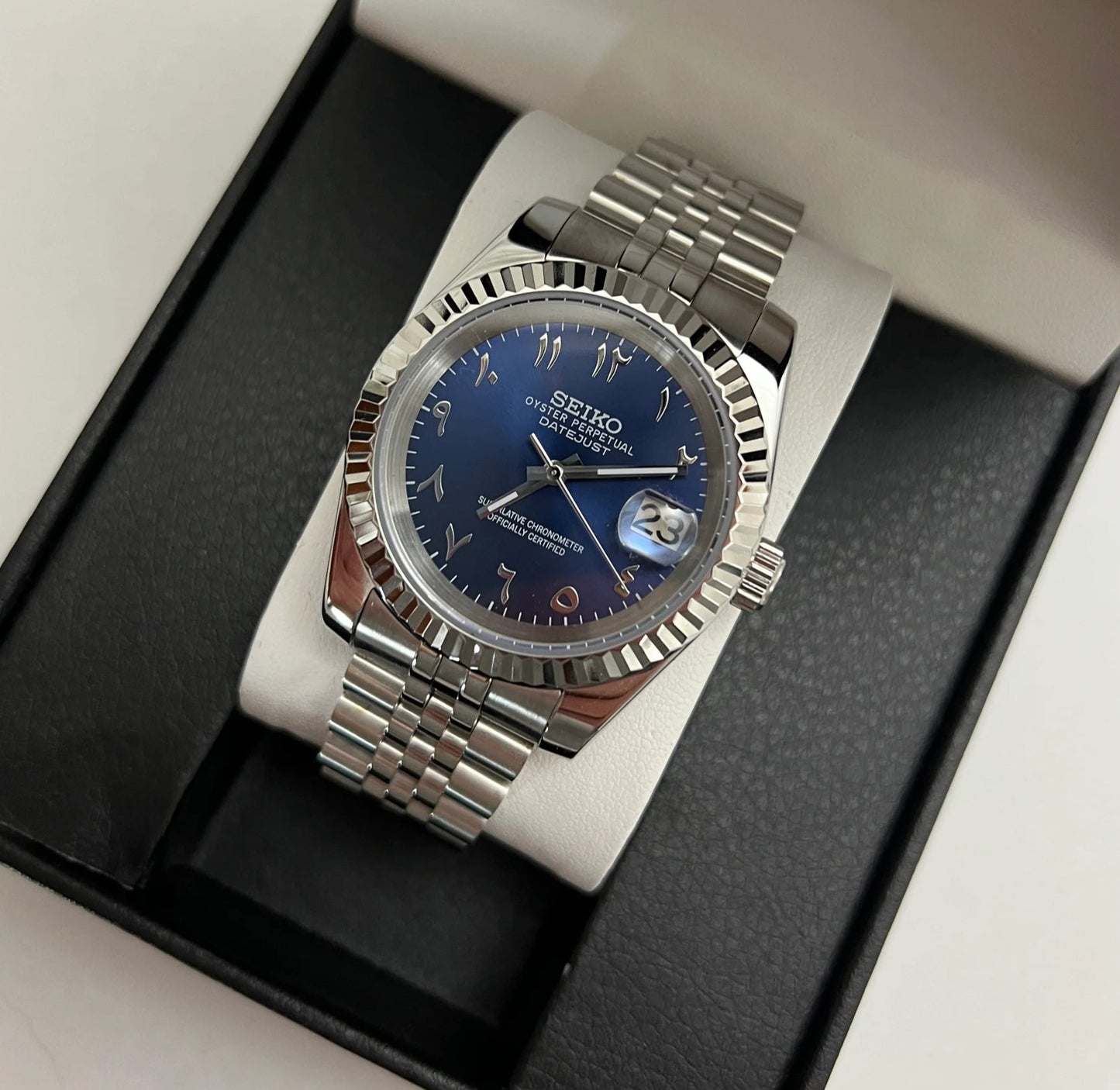 Seiko Datejust Blue Arabic Mod