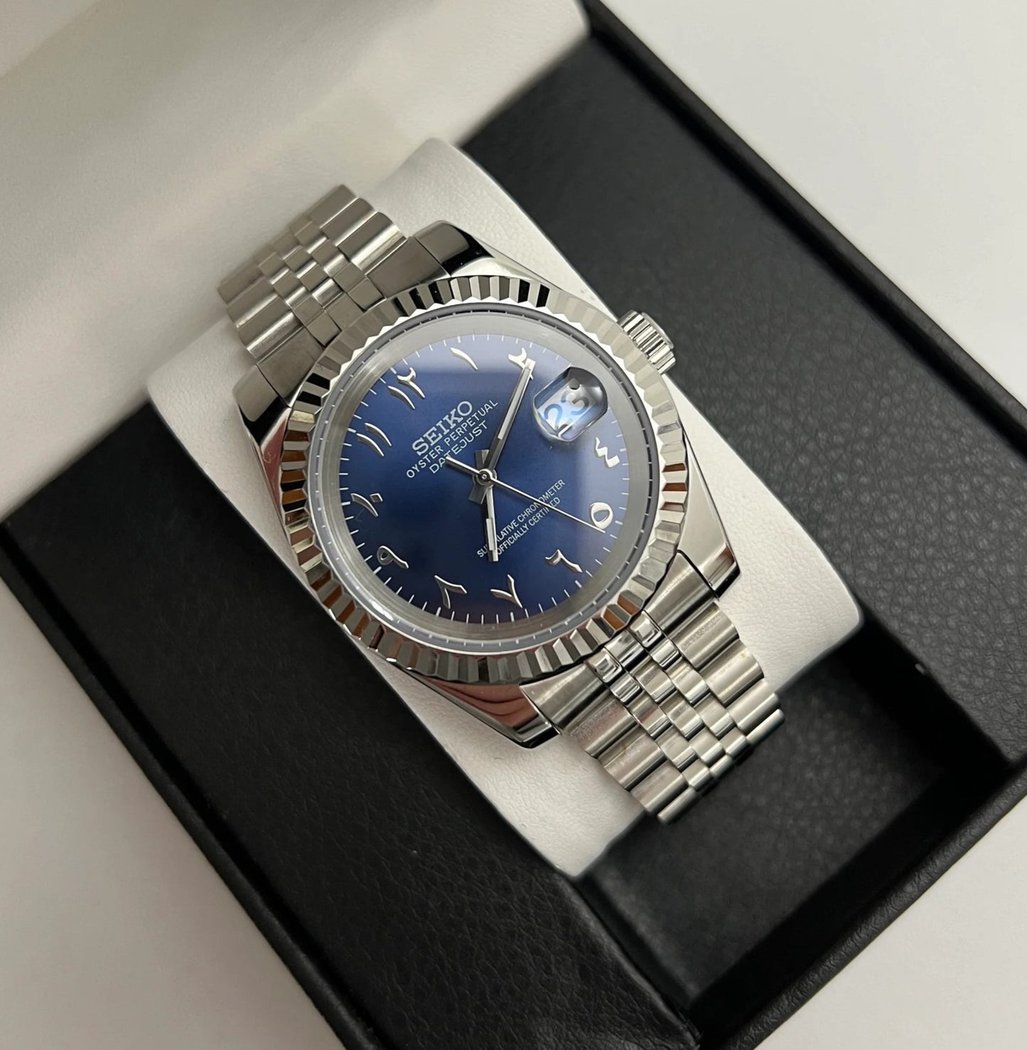 Seiko Datejust Blue Arabic Mod