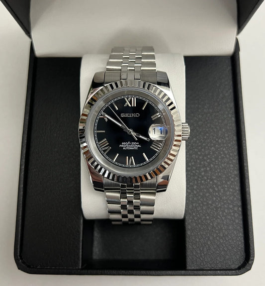 Seiko DateJust Black Roman Mod