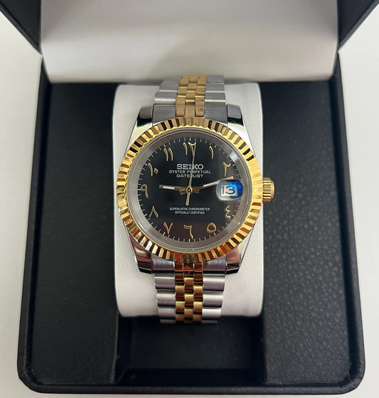 Seiko DateJust Silver Gold Arabic Mod