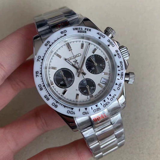 Seiko Chronograph White Mod